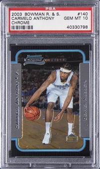 2003-04 Bowman Chrome Rookies & Stars #140 Carmelo Anthony Rookie Card - PSA GEM MT 10